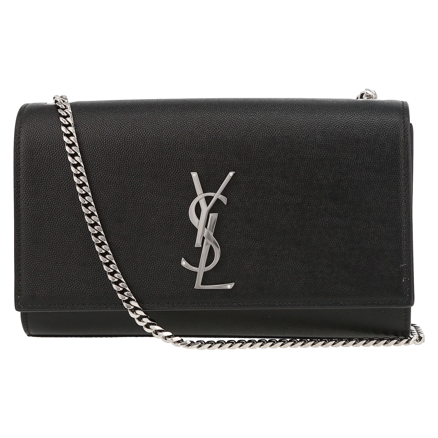 Bolso bandolera Saint Laurent  Kate modelo mediano  en cuero granulado negro - Detail D2