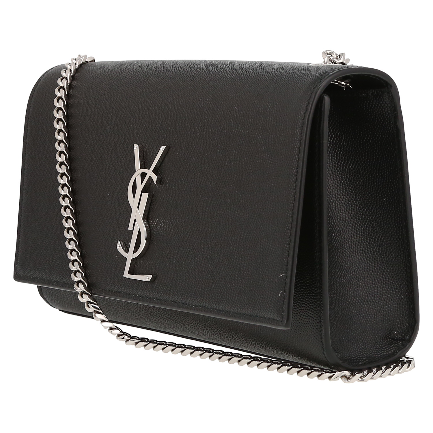 Borsa a tracolla Saint Laurent  Kate modello medio  in pelle martellata nera - Detail D3