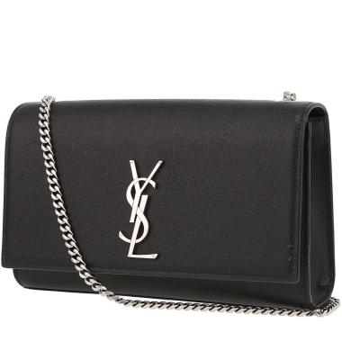 Bolso bandolera Saint Laurent  Kate modelo mediano  en cuero granulado negro