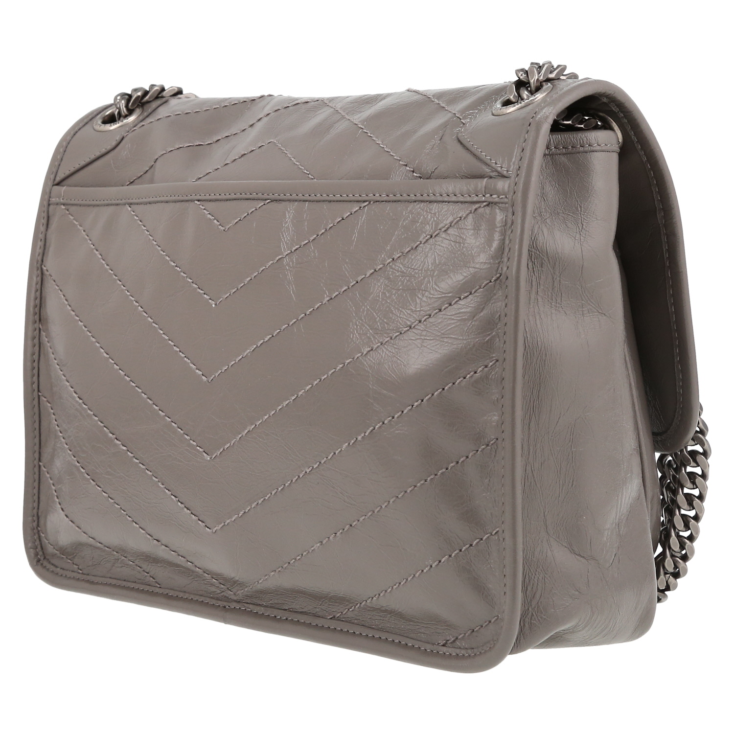 Bolso bandolera Saint Laurent  Niki modelo mediano  en cuero color topo - Detail D5