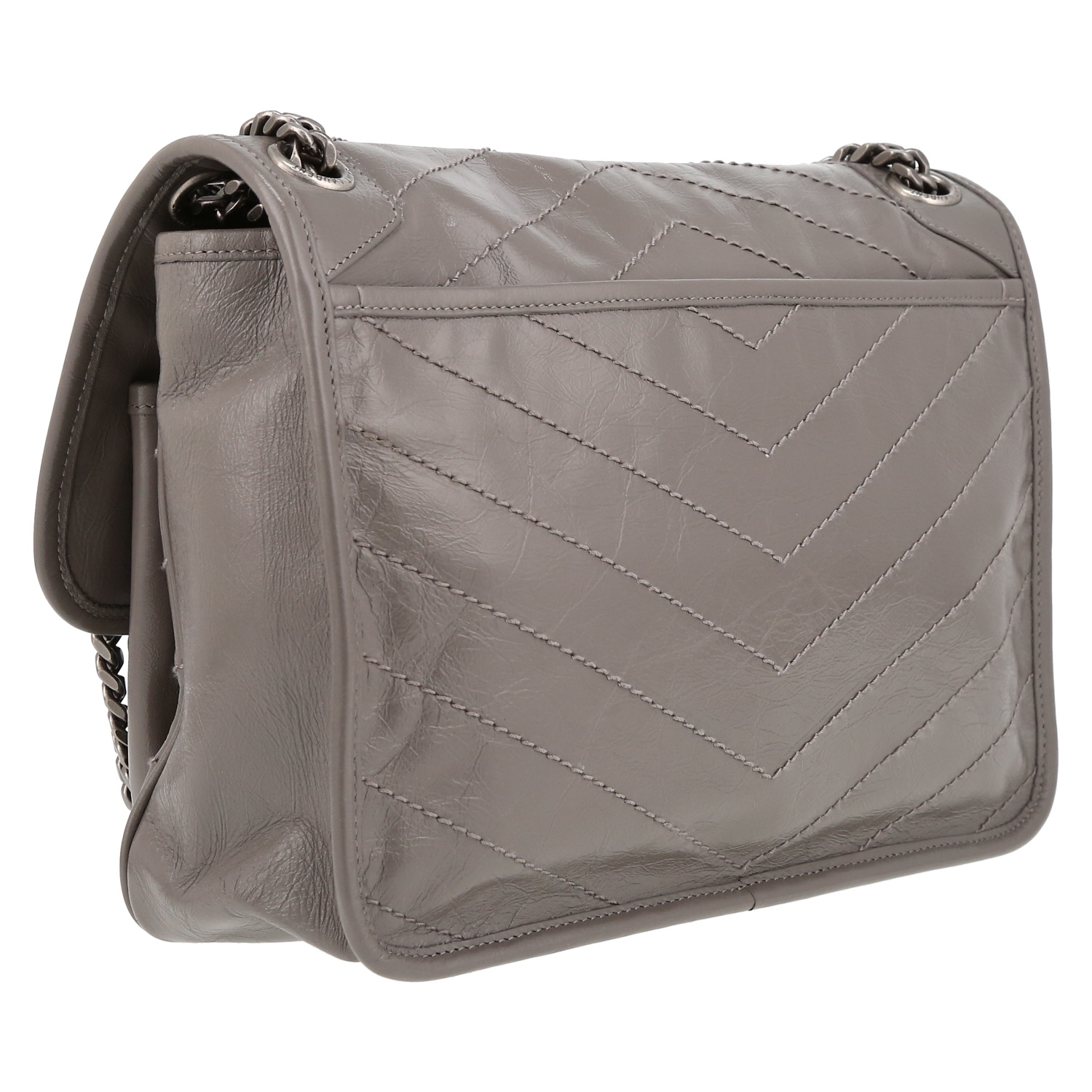 Bolso bandolera Saint Laurent  Niki modelo mediano  en cuero color topo - Detail D6