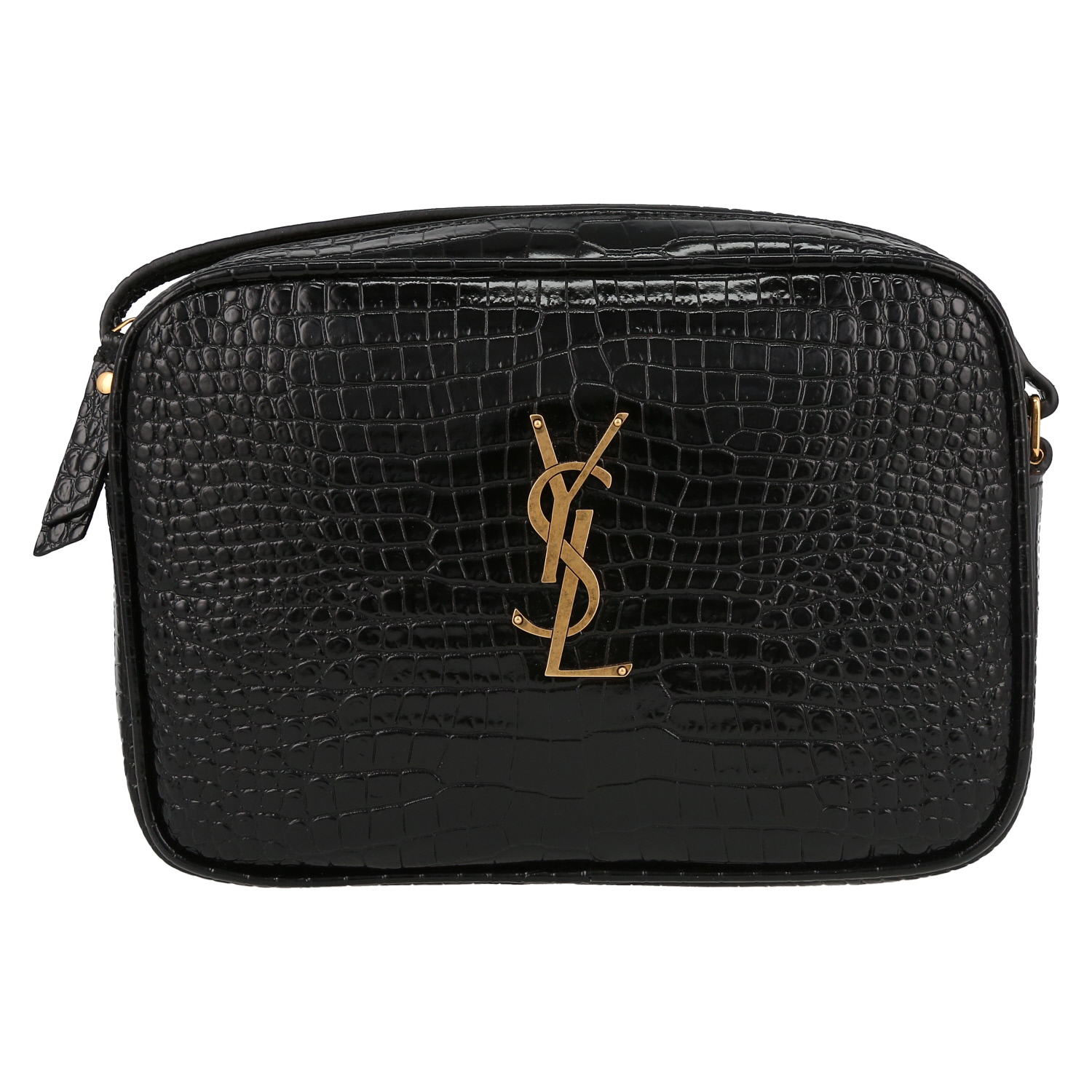 Saint Laurent Lou Sac Caméra medium model shoulder bag in black leather - Detail D2