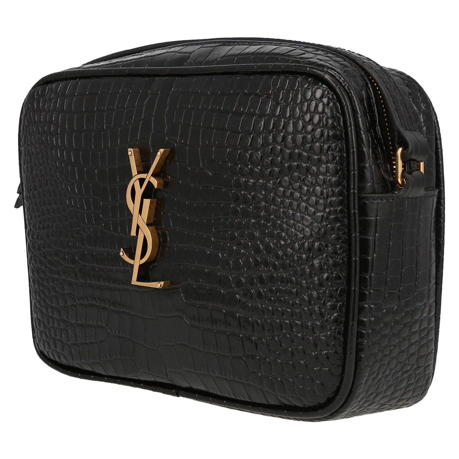 Saint Laurent Lou Sac Caméra medium model shoulder bag in black leather - Detail D3