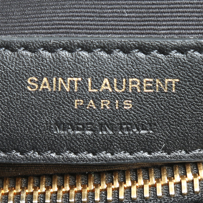 Saint Laurent Loulou medium model shoulder bag in black chevron quilted leather - Detail D3