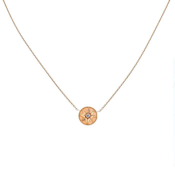 Dior - Small Rose Dior Couture Necklace Pink Gold and Diamonds - Women Jewelry