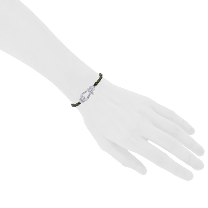Bracciale Fred Force 10 modello grande in oro bianco e nylon - Detail D1
