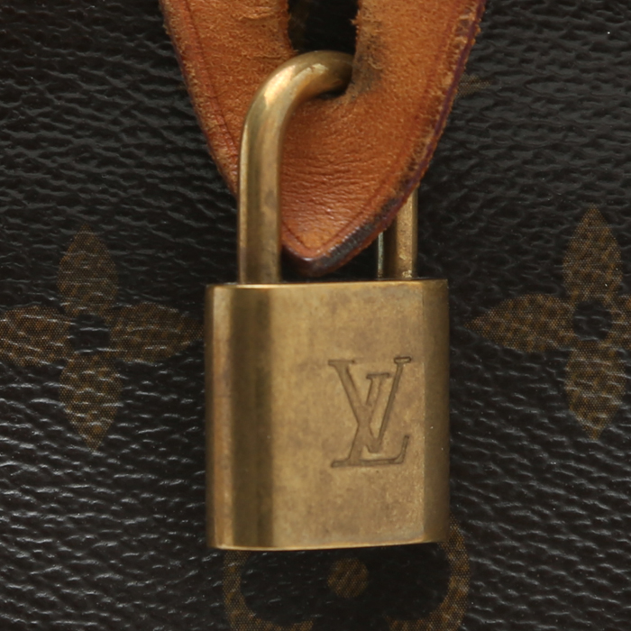 Bolso de mano Louis Vuitton  Speedy 30 en lona Monogram marrón y cuero natural - Detail D1