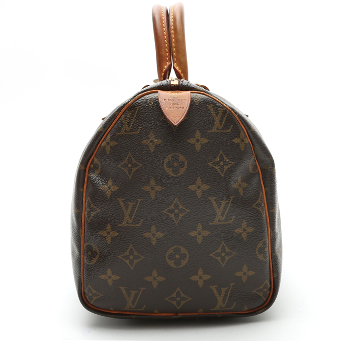 Louis Vuitton  Speedy 30 handbag  in brown monogram canvas  and natural leather - Detail D5
