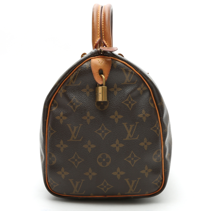 Louis Vuitton  Speedy 30 handbag  in brown monogram canvas  and natural leather - Detail D6