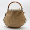 Gucci  Bamboo handbag  raphia  and beige leather - Detail D7 thumbnail