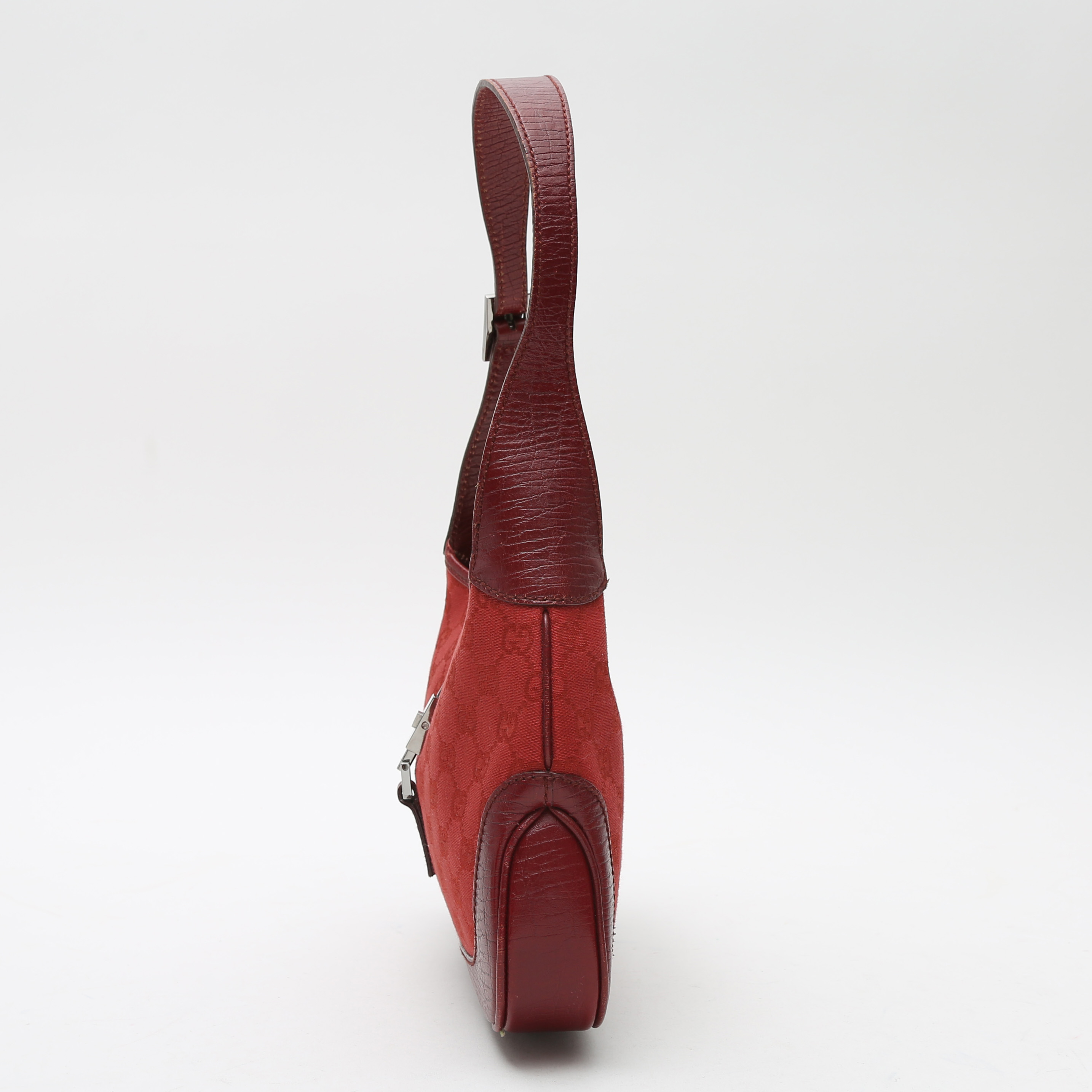 Sac à main Gucci  Jackie en toile siglée rouge et cuir rouge - Detail D5