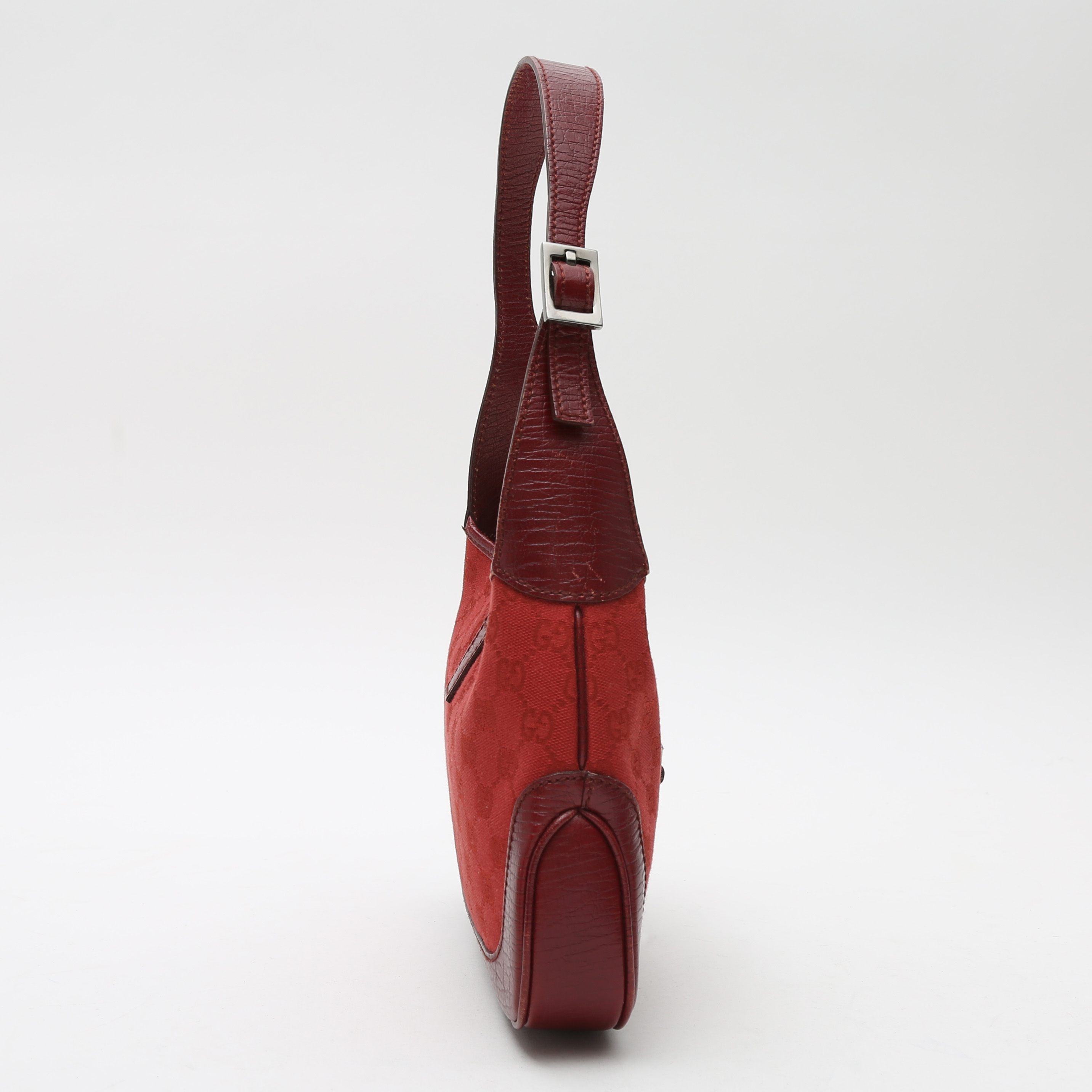 Gucci  Jackie handbag  in red logo canvas  and red leather - Detail D6