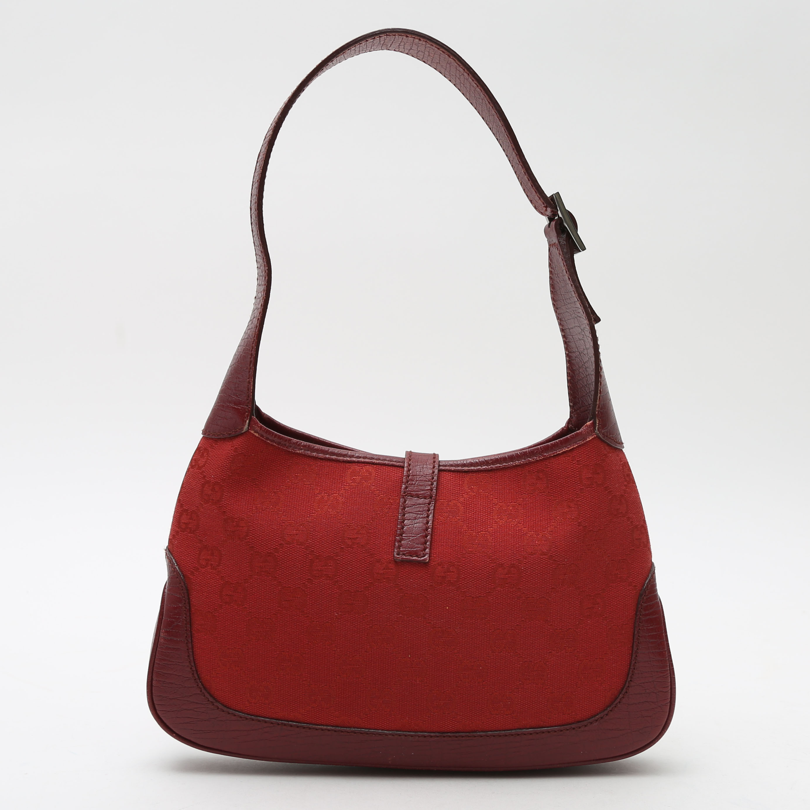 Borsa Gucci  Jackie in tela siglata rossa e pelle rossa - Detail D7