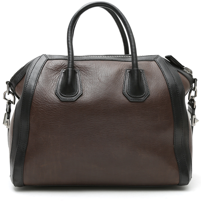 Sac à main Givenchy Antigona moyen modèle en cuir marron et noir - Detail D8