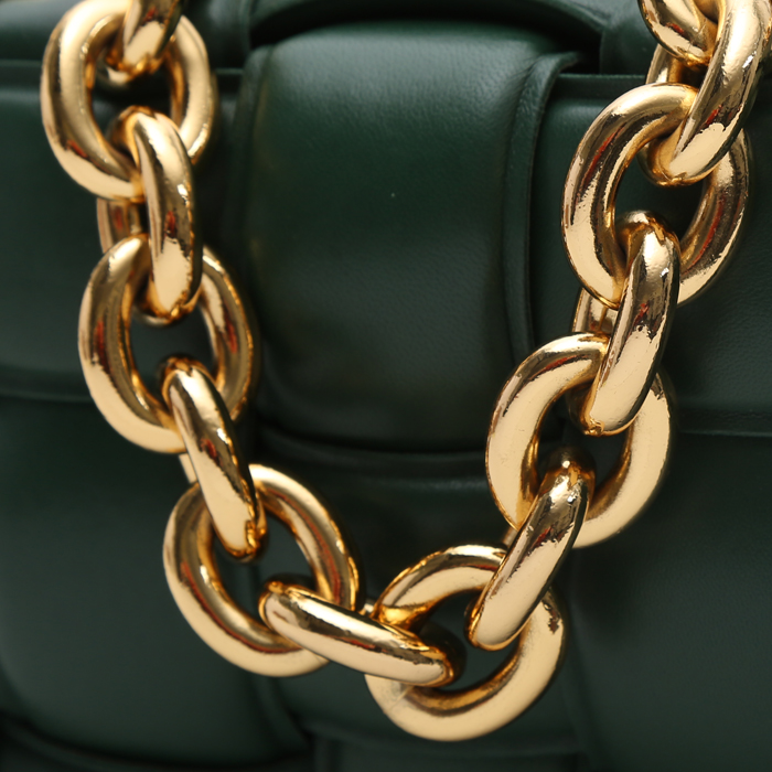 Borsa a tracolla Bottega Veneta  Cassette in pelle intrecciata verde-pino - Detail D1
