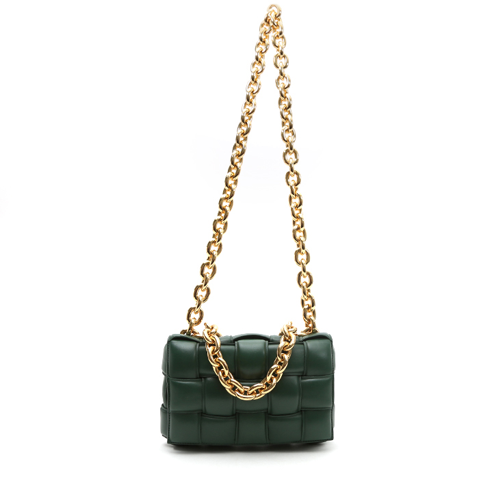 Borsa a tracolla Bottega Veneta  Cassette in pelle intrecciata verde-pino - Detail D2
