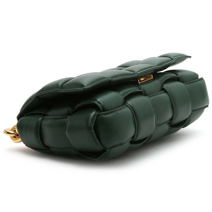 Borsa a tracolla Bottega Veneta  Cassette in pelle intrecciata verde-pino - Detail D5