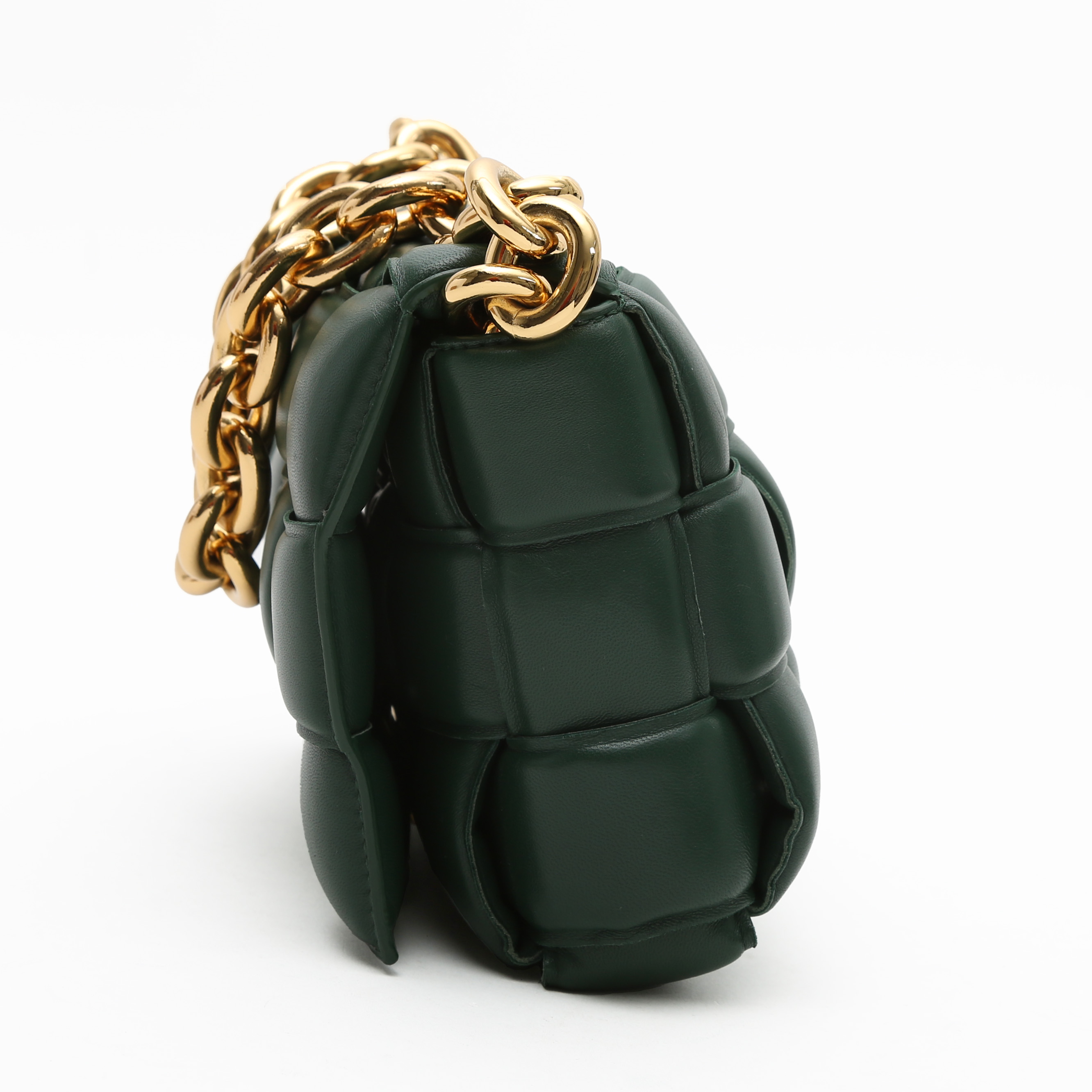 Borsa a tracolla Bottega Veneta  Cassette in pelle intrecciata verde-pino - Detail D6