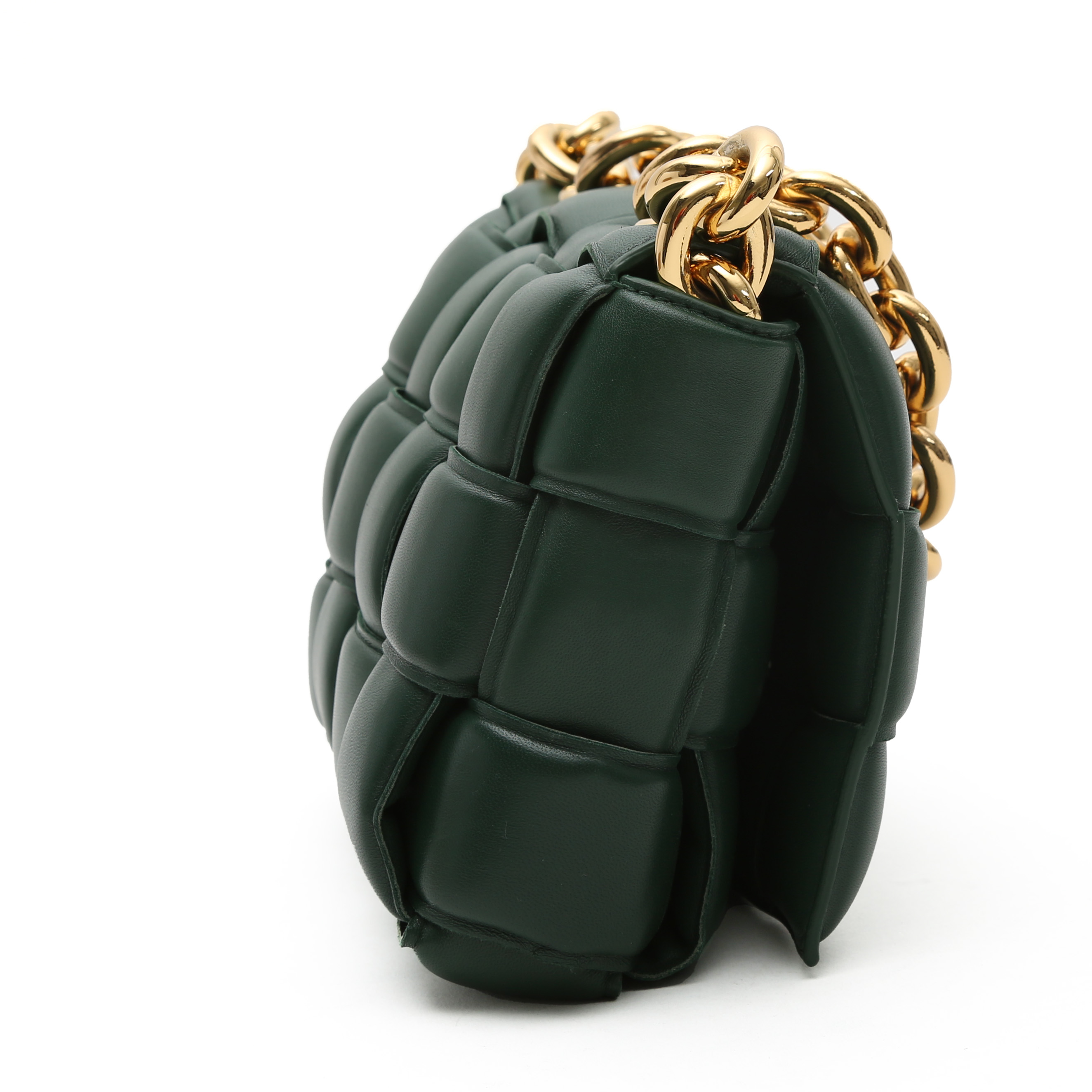 Borsa a tracolla Bottega Veneta  Cassette in pelle intrecciata verde-pino - Detail D7