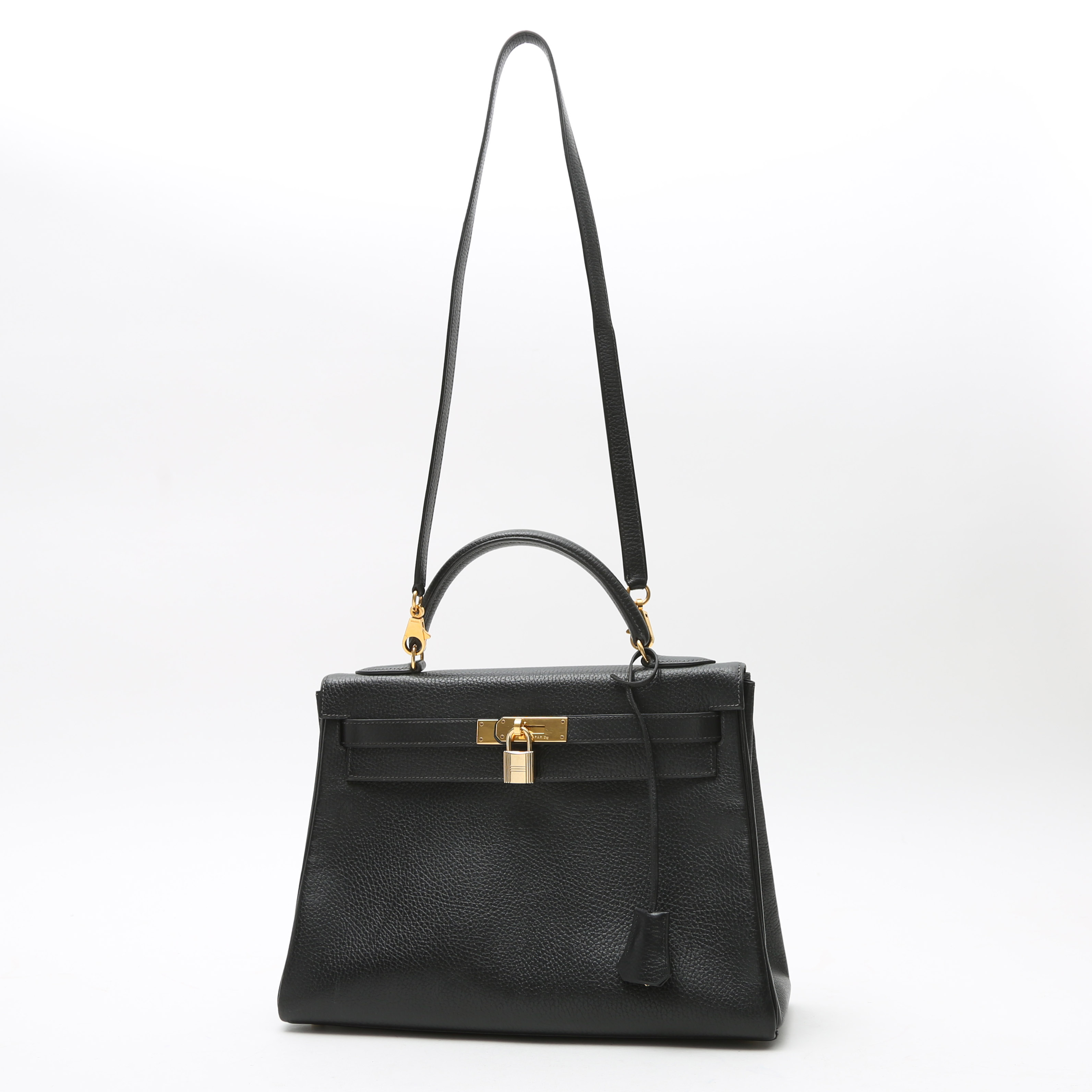 Sac à main Hermès  Kelly 32 cm en cuir Fjord noir - Detail D2