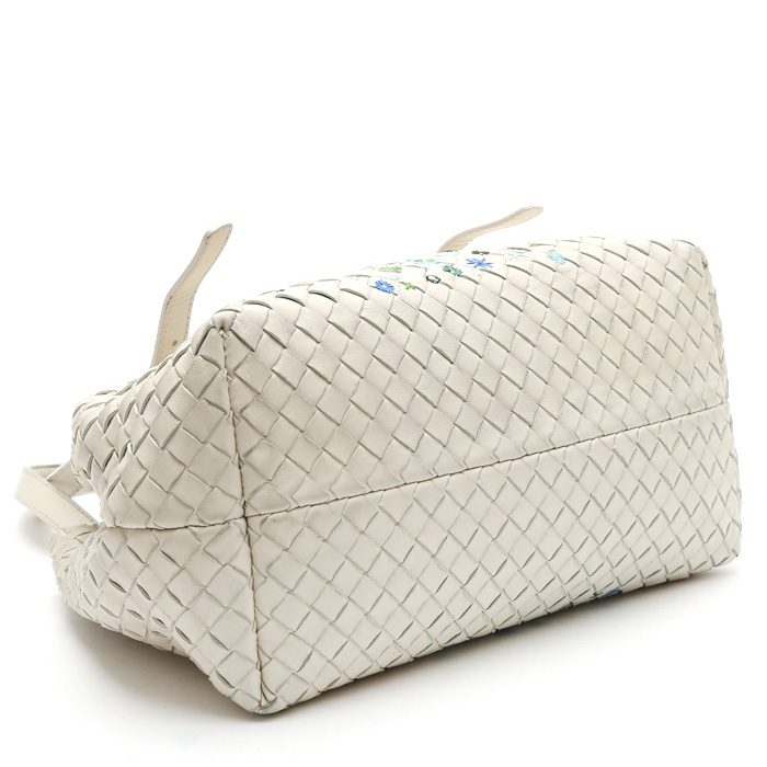 Sac à main Bottega Veneta   en cuir tressé blanc - Detail D4