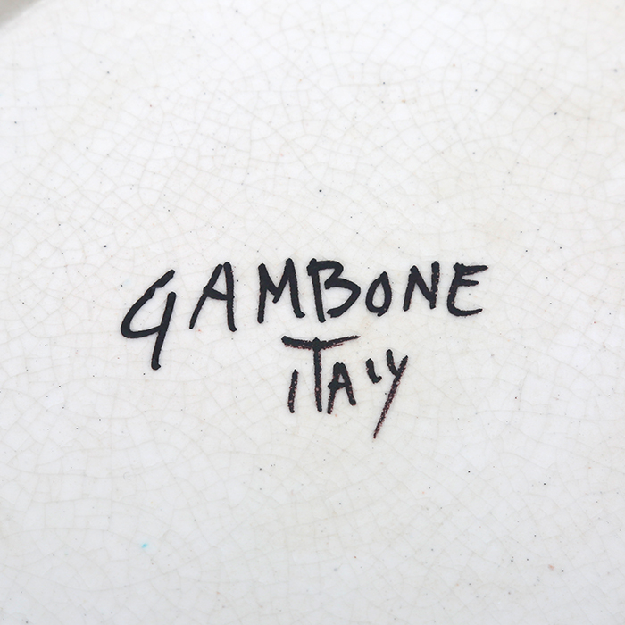 Bruno Gambone, Decorative plate with patchwork decor, in glazed stoneware, signed, from the 1970's - Detail D3