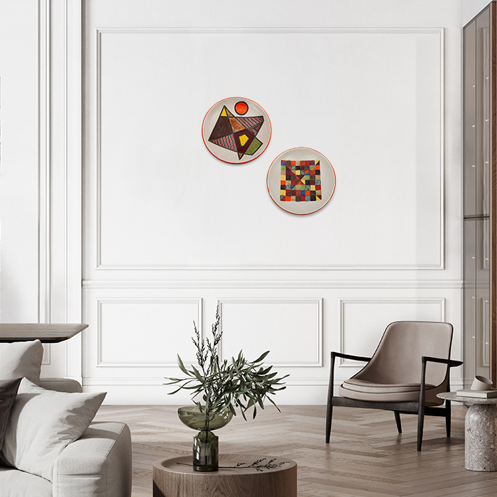 Bruno Gambone, Decorative plate with abstract decor, in glazed stoneware, signed, from the 1970's - Detail D4