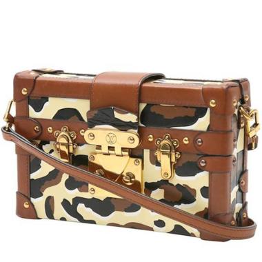 Borsa a tracolla Louis Vuitton  Petite Malle in pelle beige marrone e nera e pelle marrone