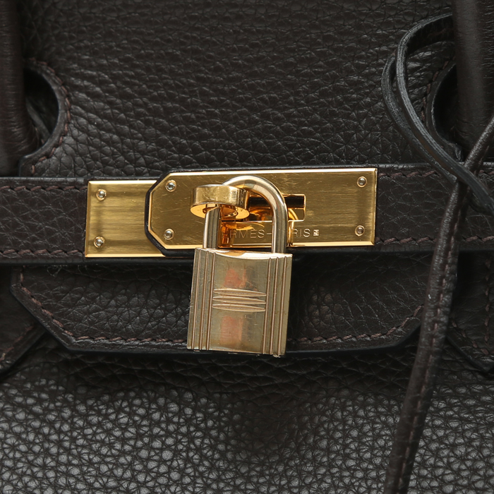 Sac à main Hermès  Birkin 35 cm en cuir taurillon clémence marron - Detail D1