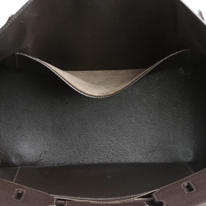 Bolso de mano Hermès  Birkin 35 cm en cuero taurillon clémence marrón - Detail D2
