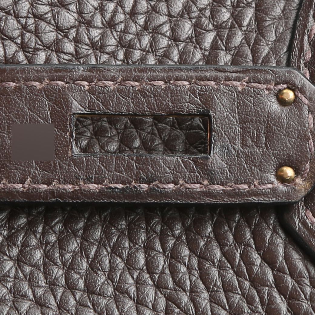 Borsa Hermès  Birkin 35 cm in pelle taurillon clemence marrone - Detail D4