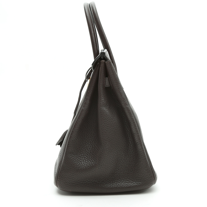 Borsa Hermès  Birkin 35 cm in pelle taurillon clemence marrone - Detail D6