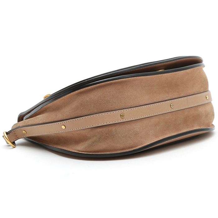 Bolso bandolera Chloé  Nile en cuero beige y ante beige - Detail D5