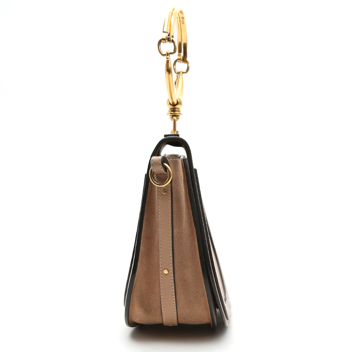 Bolso bandolera Chloé  Nile en cuero beige y ante beige - Detail D7