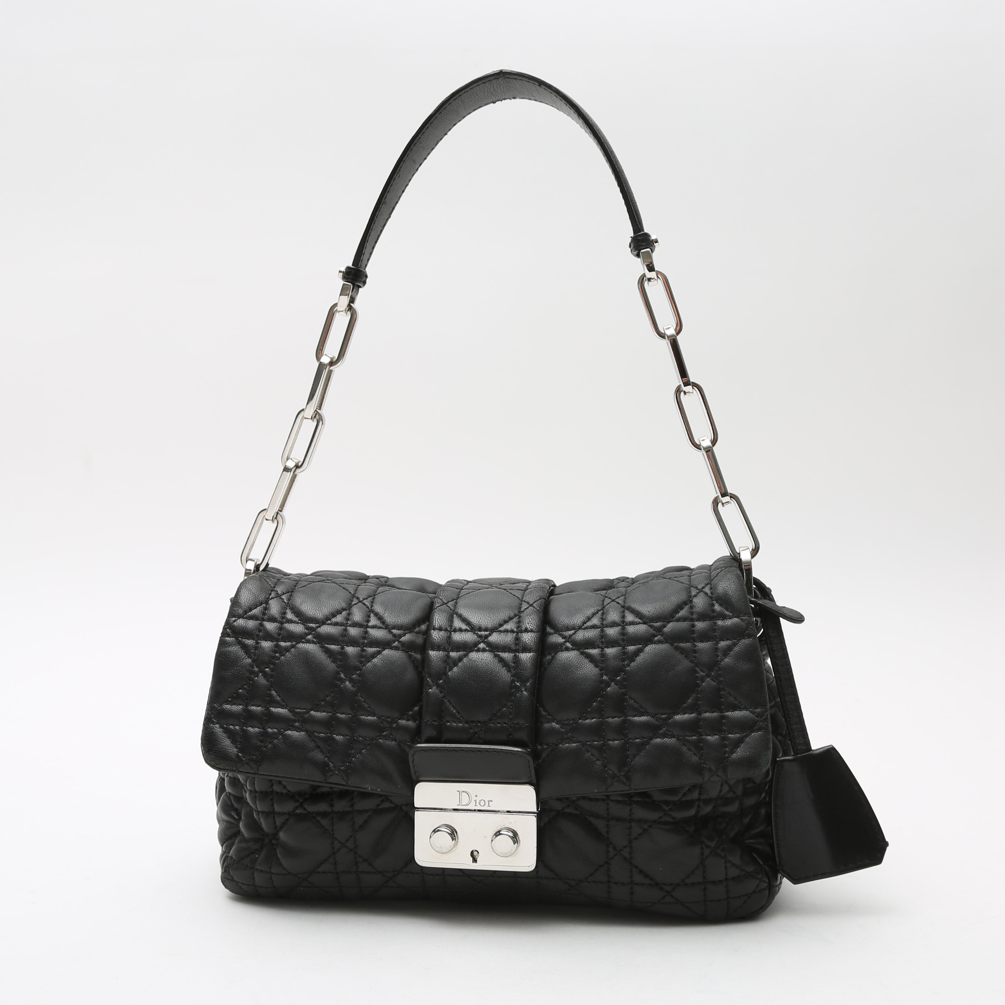 Dior  Promenade handbag  in black leather cannage - Detail D2