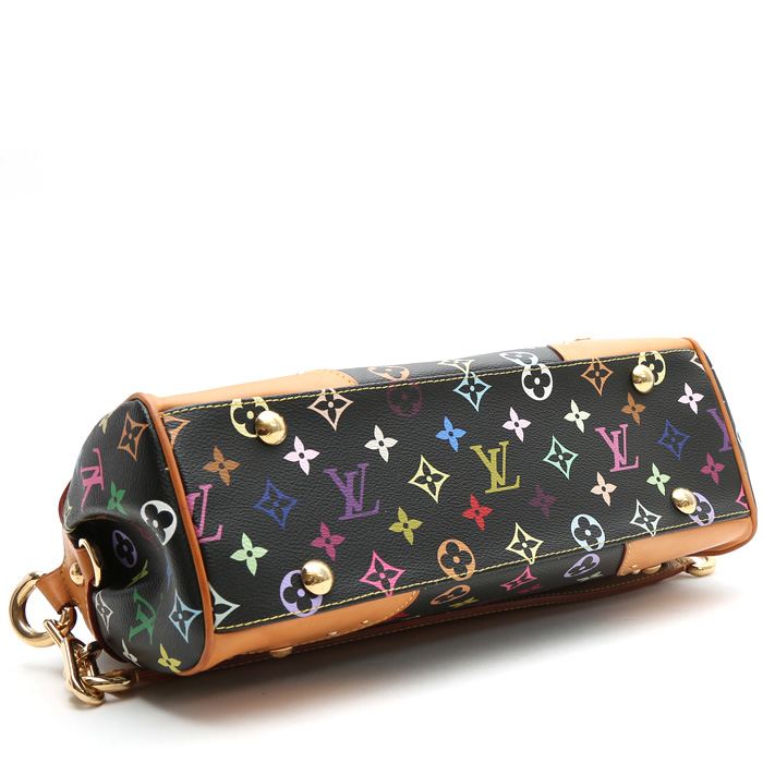 Louis Vuitton  Editions Limitées handbag  in black multicolor  monogram canvas  and natural leather - Detail D5