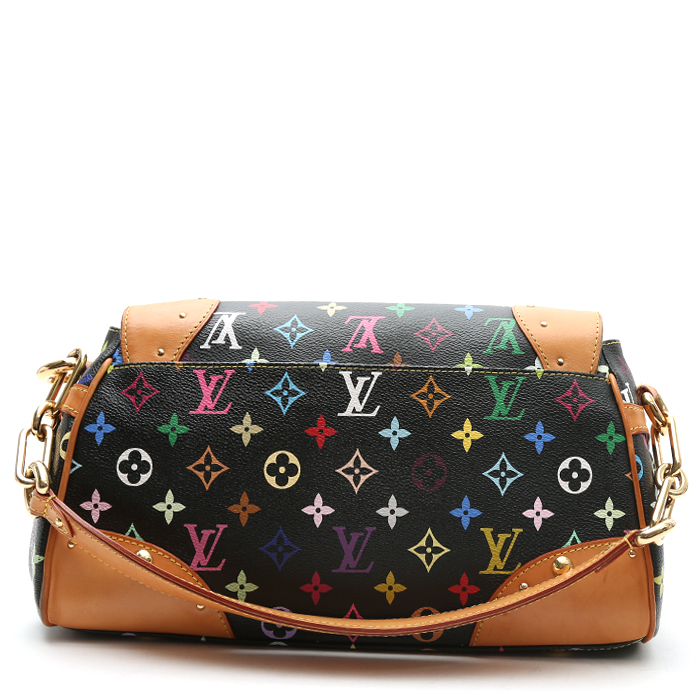 Louis Vuitton  Editions Limitées handbag  in black multicolor  monogram canvas  and natural leather - Detail D8
