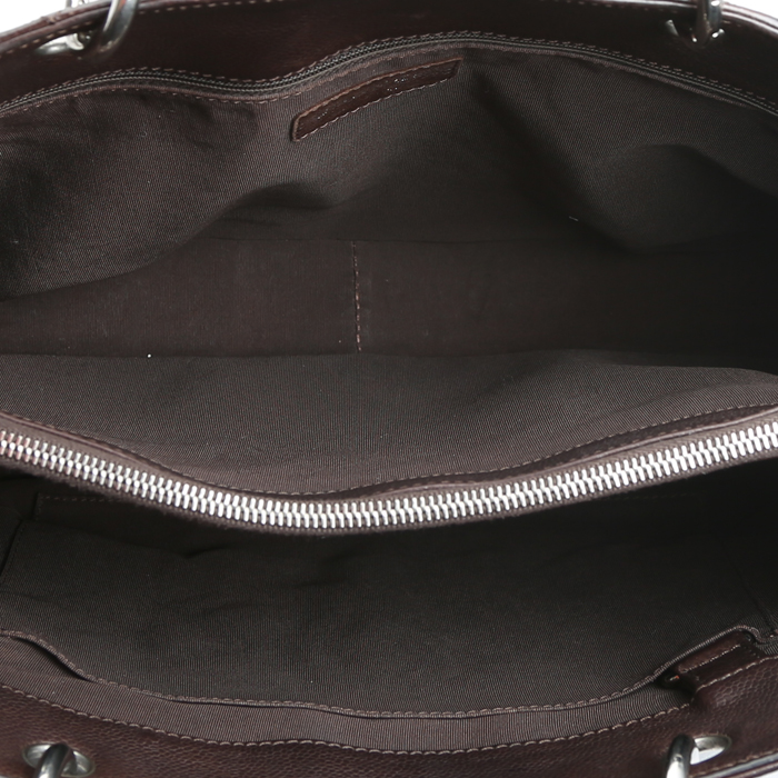 Sac cabas Chanel  Shopping GST en cuir grainé matelassé marron - Detail D2