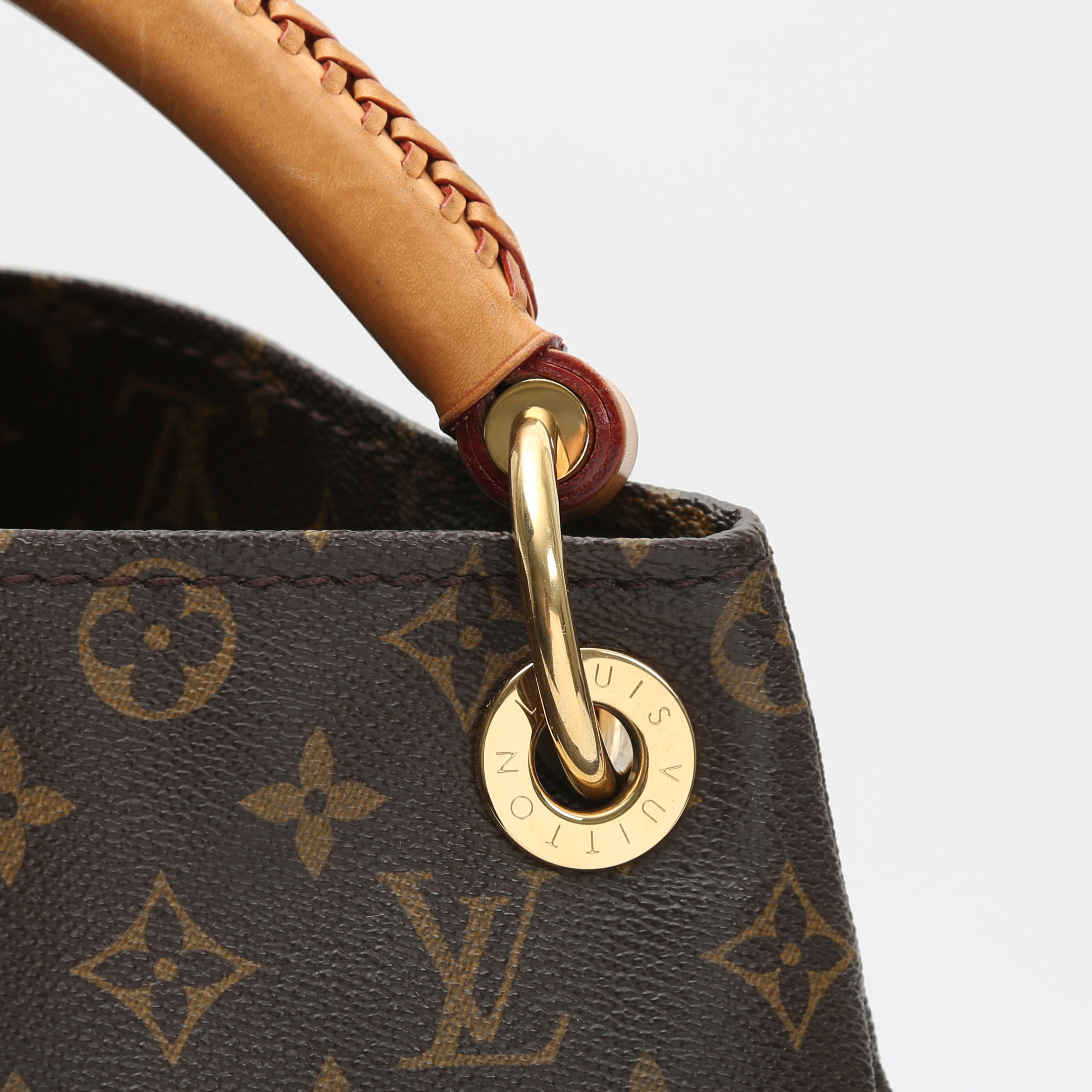 Borsa Louis Vuitton  Artsy in tela monogram marrone e pelle naturale - Detail D1