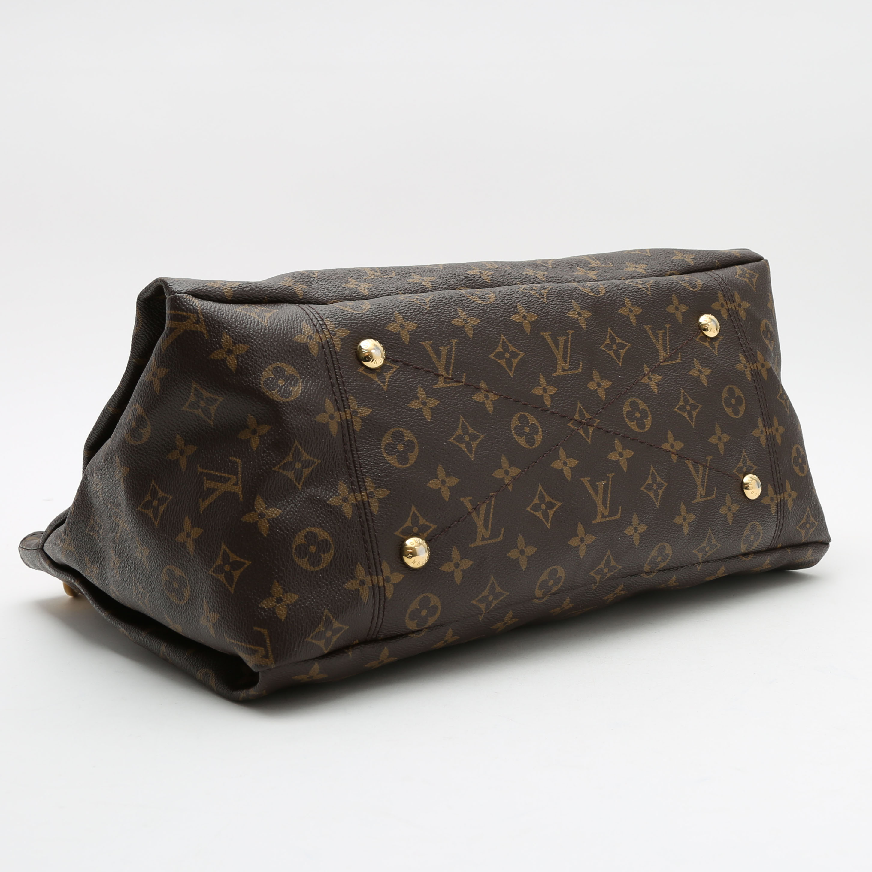 Louis Vuitton  Artsy handbag  in brown monogram canvas  and natural leather - Detail D4