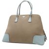 Prada   shopping bag  in beige canvas  and blue leather - 00pp thumbnail
