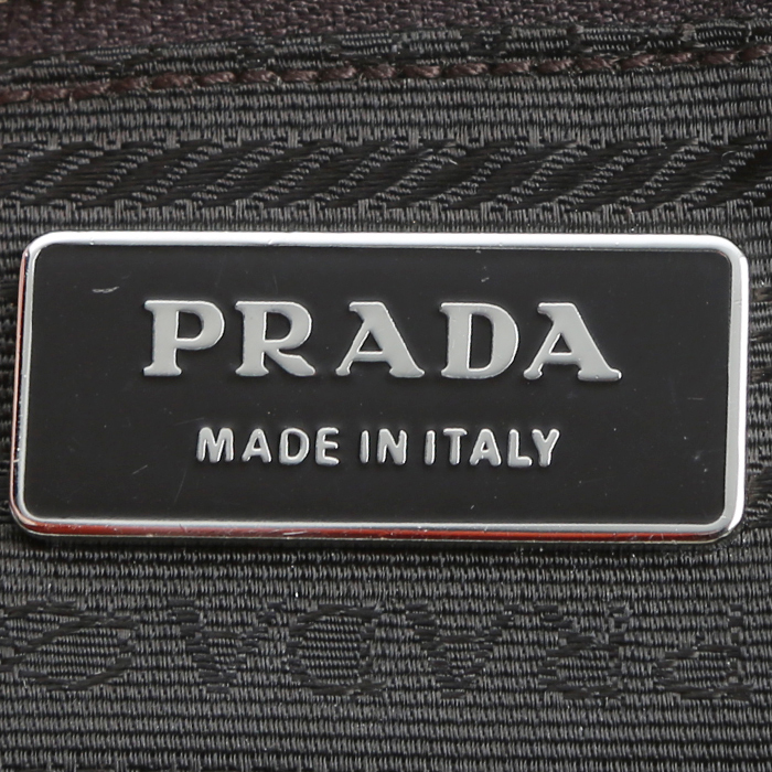 Sac cabas Prada   en toile beige et cuir bleu - Detail D3