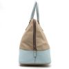 Shopping bag Prada   in tela beige e pelle blu - Detail D6 thumbnail