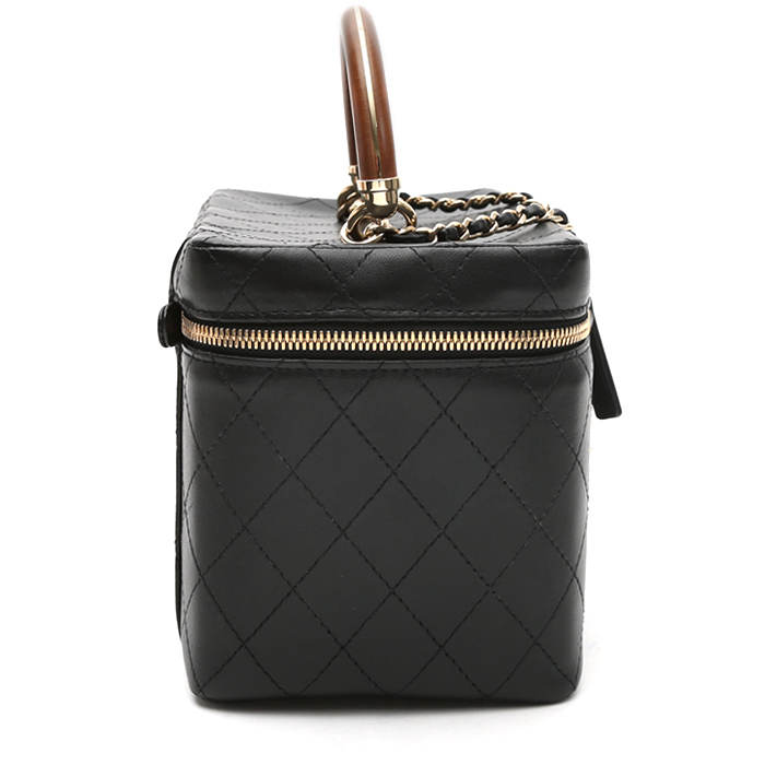 Borsa a tracolla Chanel  Vanity in pelle nera - Detail D7