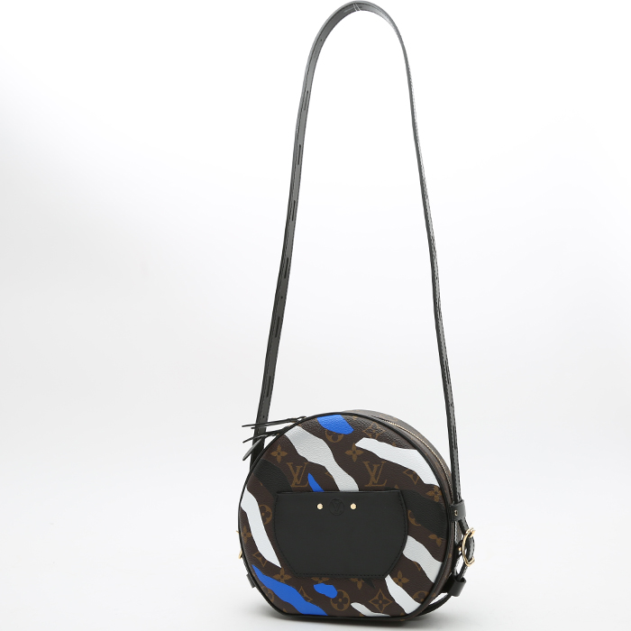 Louis Vuitton  Boîte chapeau handbag  in brown monogram canvas  and black leather - Detail D2