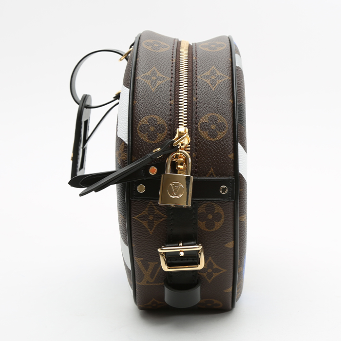 Louis Vuitton  Boîte chapeau handbag  in brown monogram canvas  and black leather - Detail D6