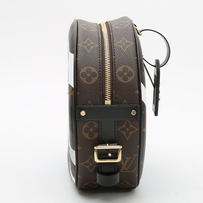 Sac à main Louis Vuitton  Boîte chapeau en toile monogram marron et cuir noir - Detail D7