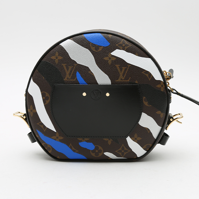 Louis Vuitton  Boîte chapeau handbag  in brown monogram canvas  and black leather - Detail D8