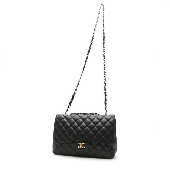 Borsa a tracolla Chanel  Timeless Jumbo in pelle trapuntata nera - Detail D2