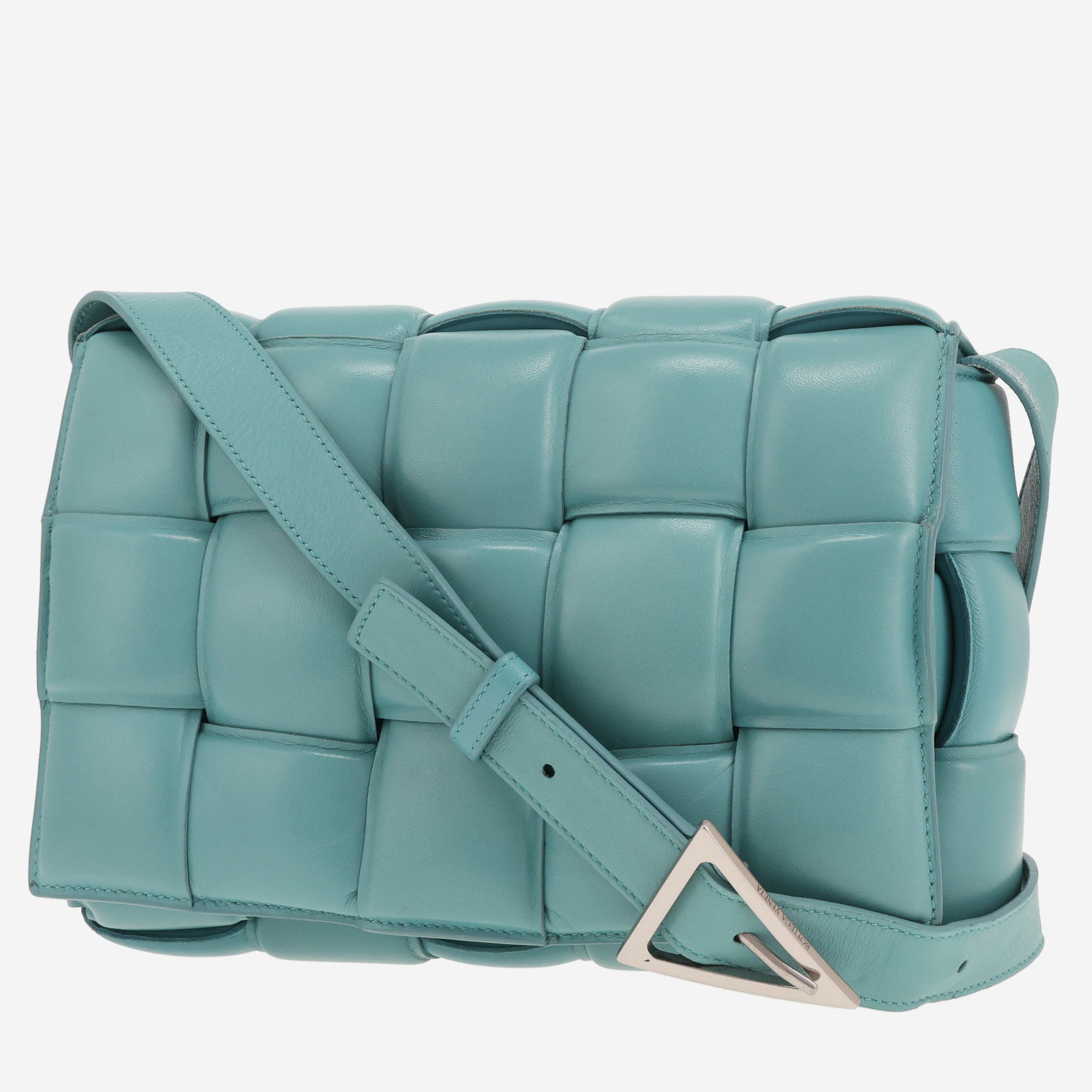 Bottega Veneta Padded Cassette shoulder bag in blue intrecciato leather
